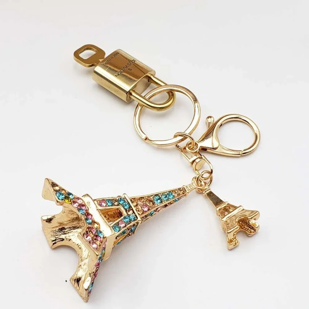 Louis Vuitton Gold Lock 🔒 Authentic LV Key + Unbranded Eiffel Tower Bag Charm